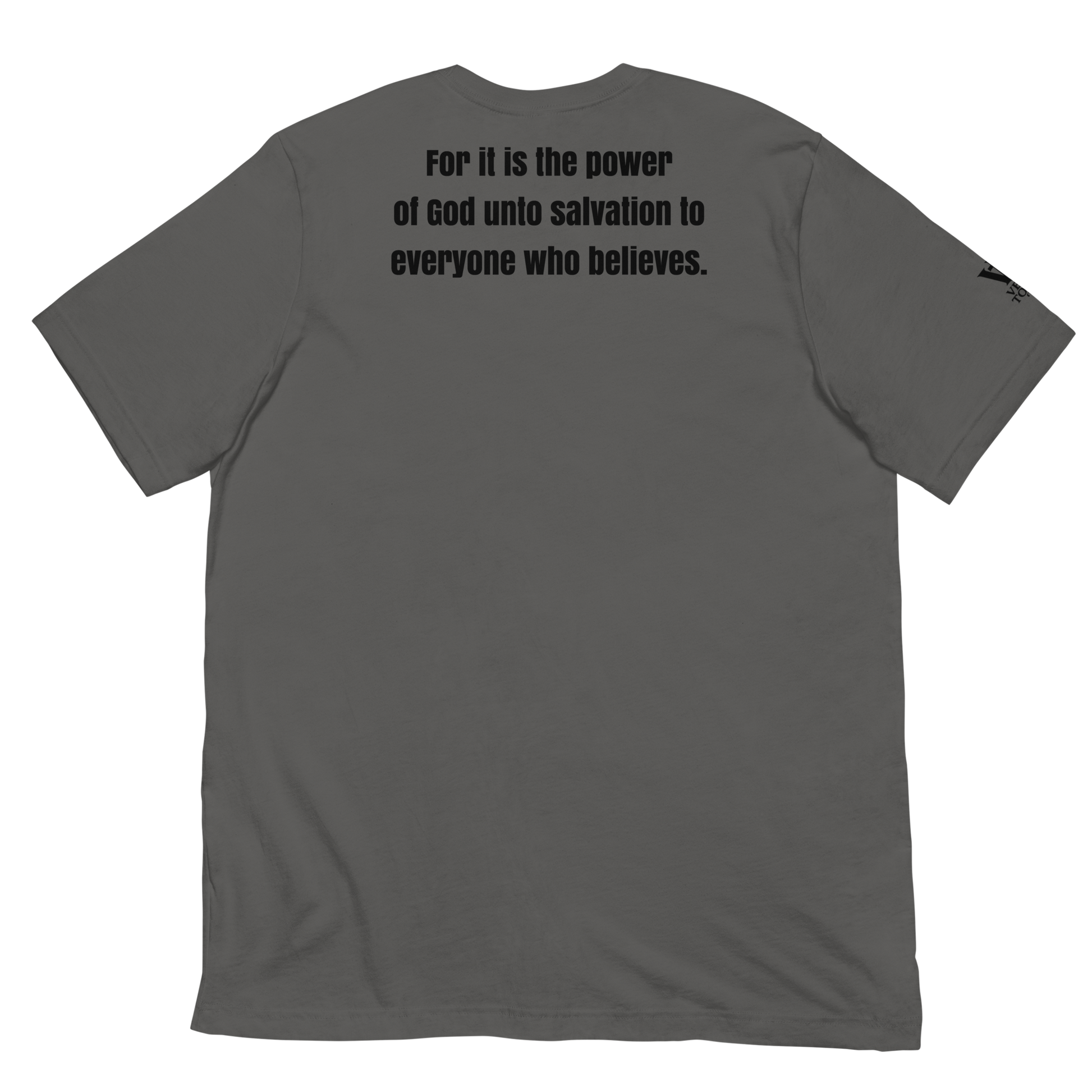 Romans 1:16 Bold Faith Grey T-Shirt - Back View